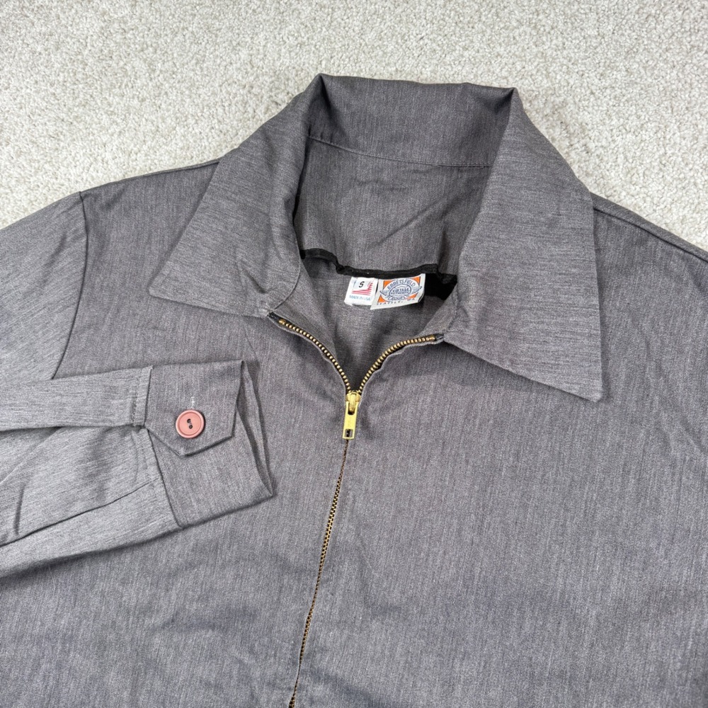 Ebbets Field Flannels Full Zip Jacket Men S Grey Made in USA Workwear Style